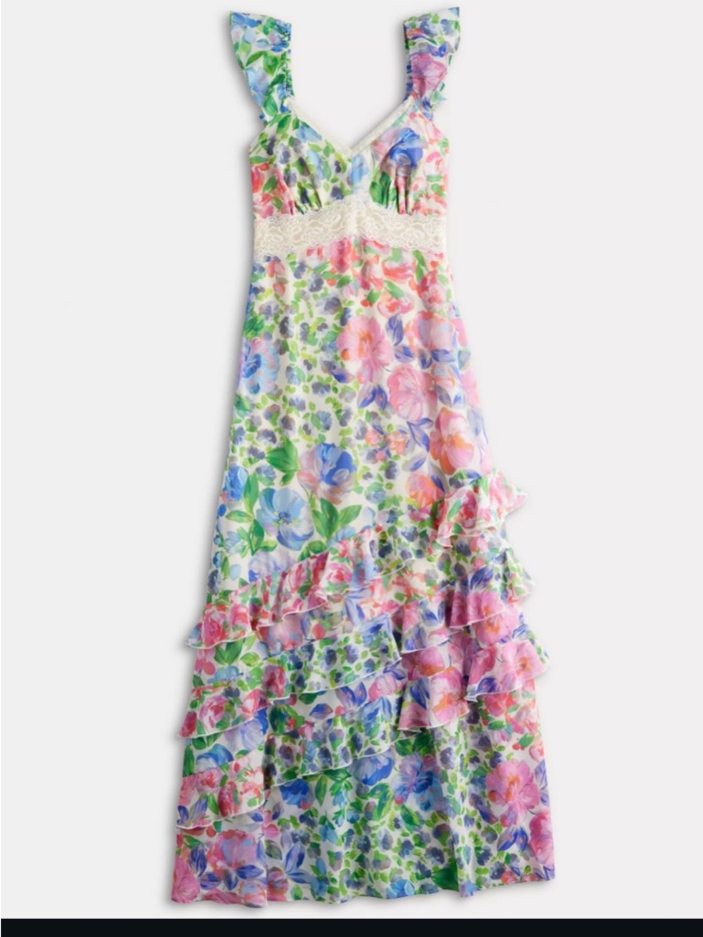 Juniors' SO® Ruffle Maxi Lace Detail Dress - Size XS